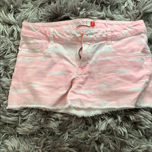 girls pink zebra print denim shorts